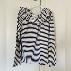Mini Boden Girls Ruffle Neck Striped Top (kids size 9/10)